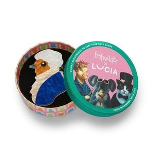 Erstwilder x LUCIA Blue and White Bird Brooch The Bureaucratic Bird Brooch